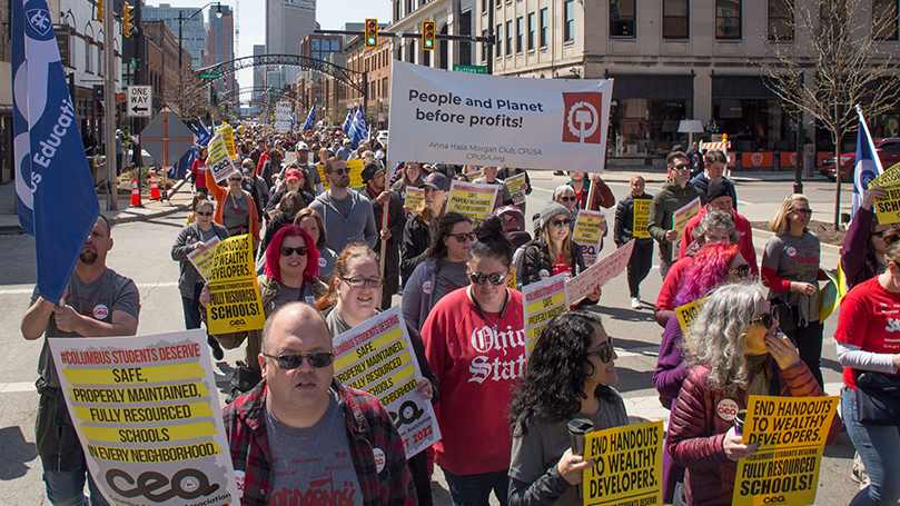 CPUSA marches in solidarity with Columbus Education Association