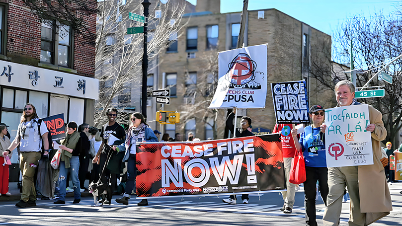 Queens club at “St. Pat’s for All” parade: Cease Fire Now!