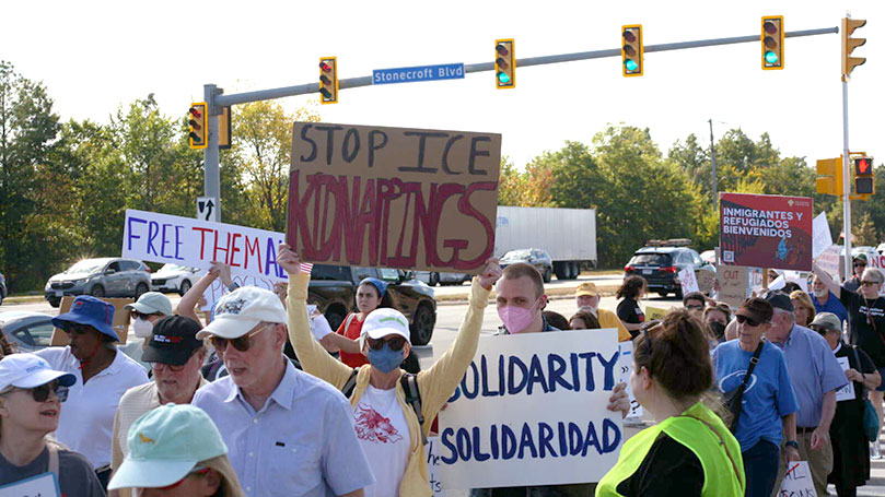 Virginia CPUSA joins racial justice activists at ICE facility protest